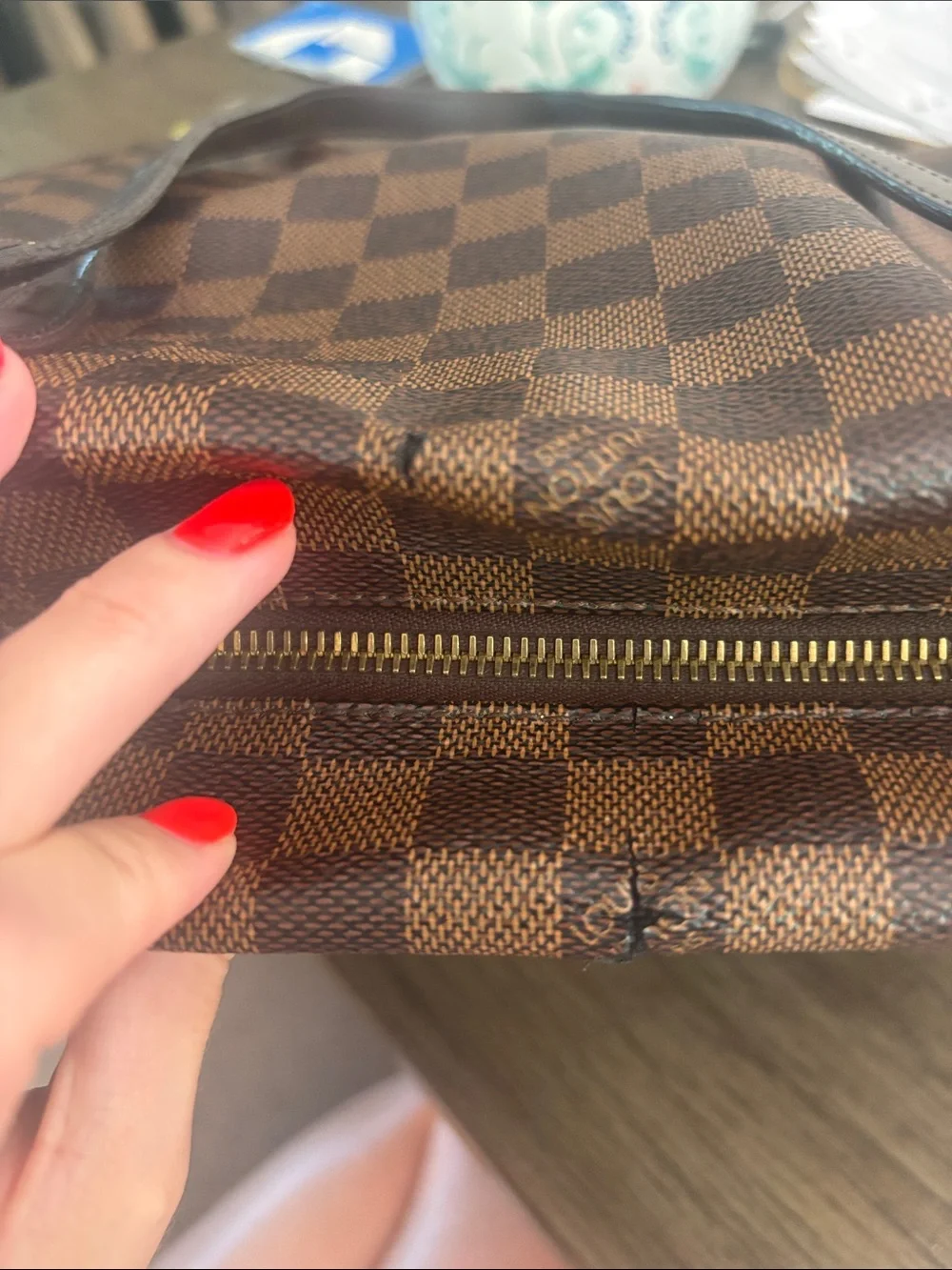 Designer-Style Brown Checkered Tote Bag